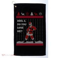 Mrs. C Do You Love Me Ugly Christmas Sweater Golf Towel thumb 0