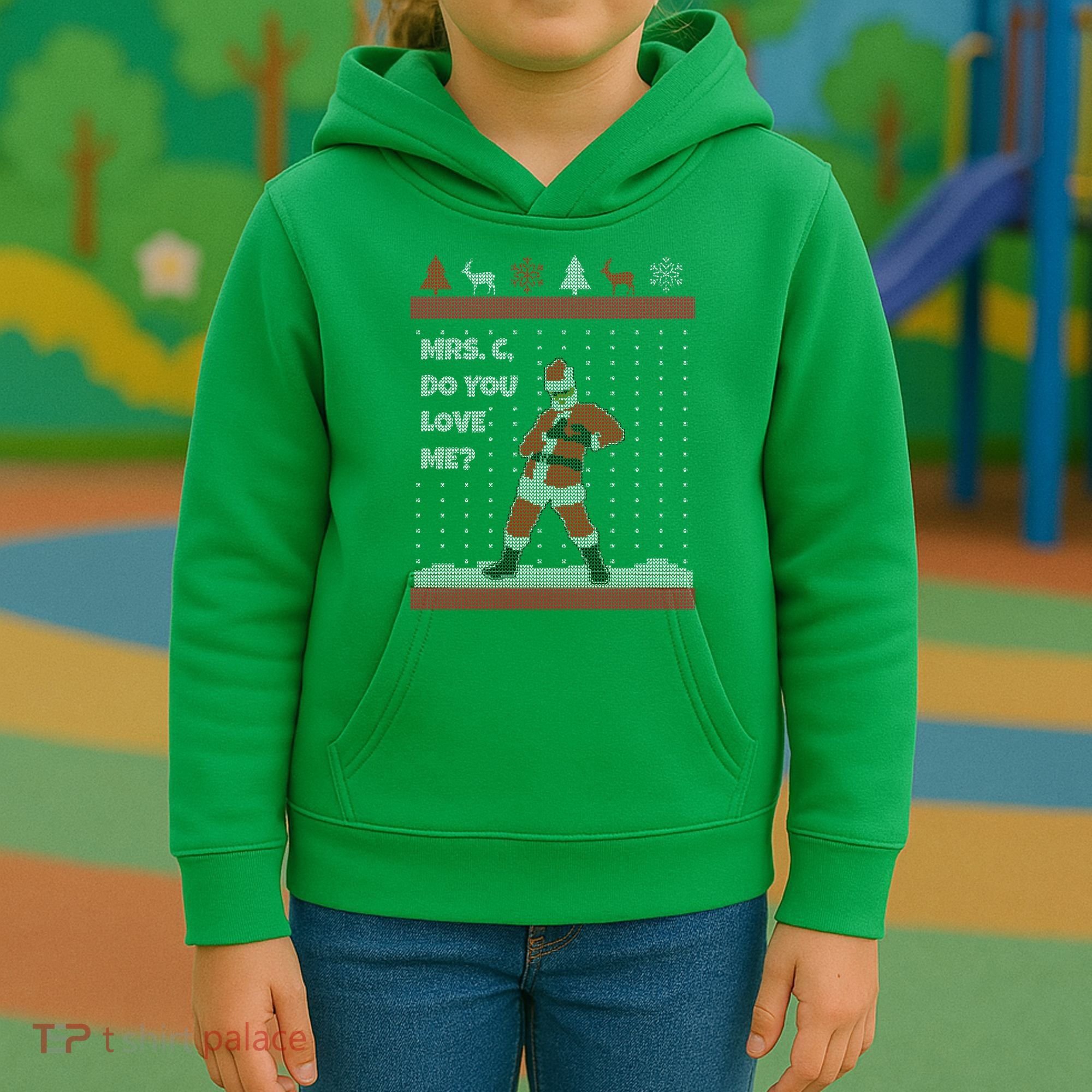 Mrs. C Do You Love Me Ugly Christmas Sweater Kids Hoodie