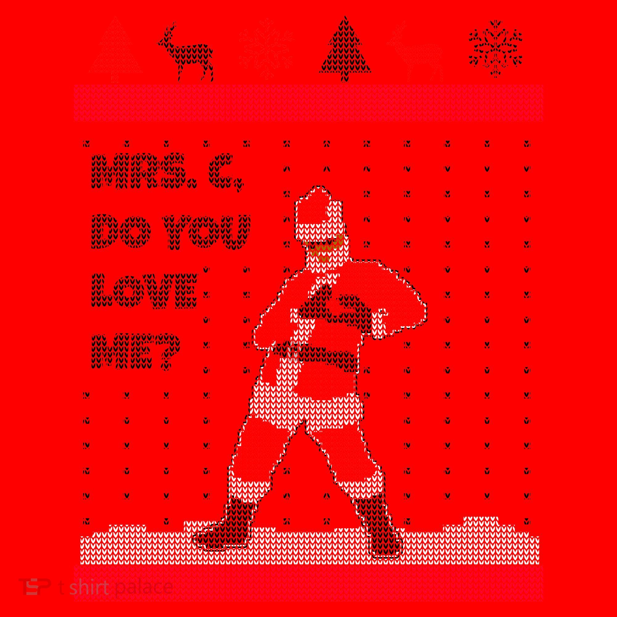 Mrs. C Do You Love Me Ugly Christmas Sweater Santa Hat