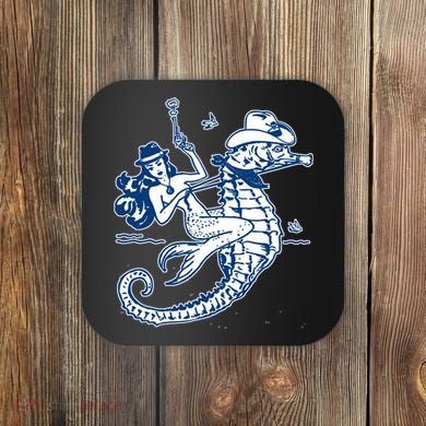 Mermaid Riding Seahorse Coaster