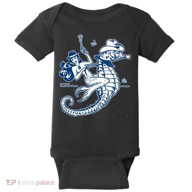Mermaid Riding Seahorse Baby Bodysuit