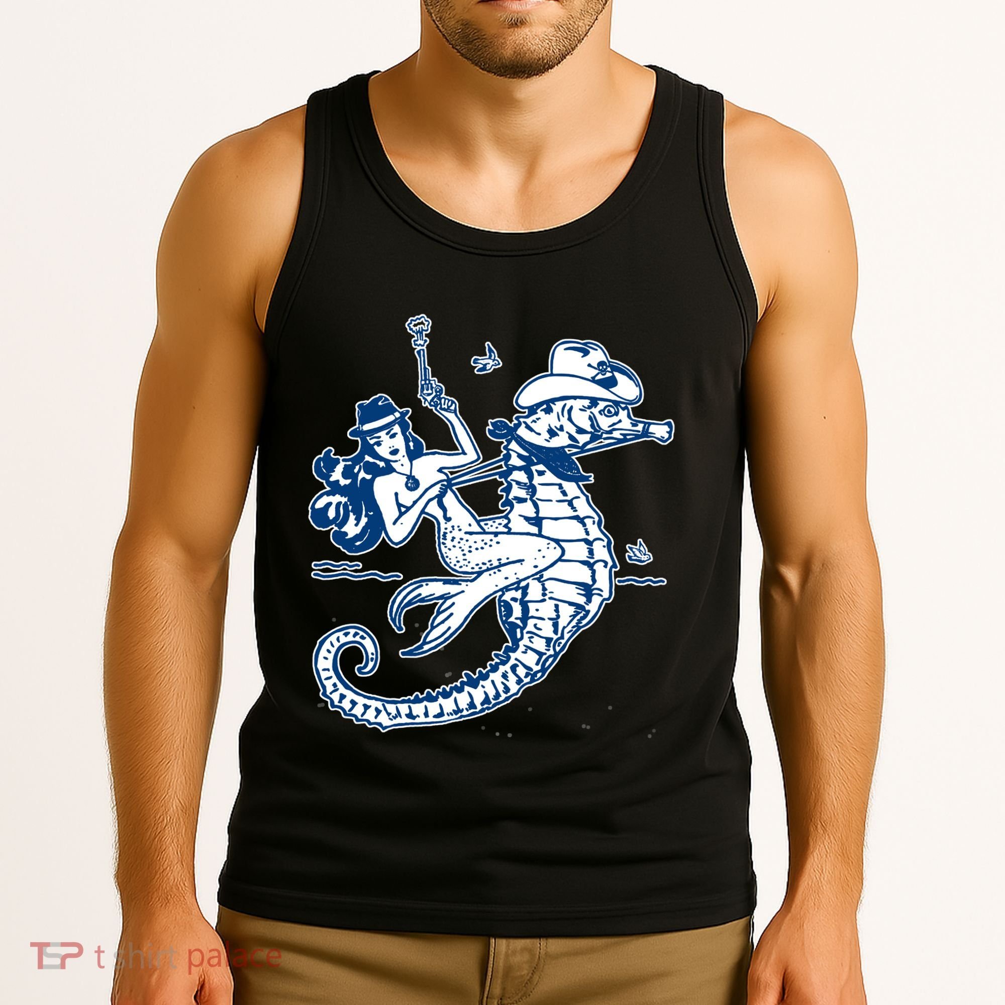 Mermaid Riding Seahorse Tank Top
