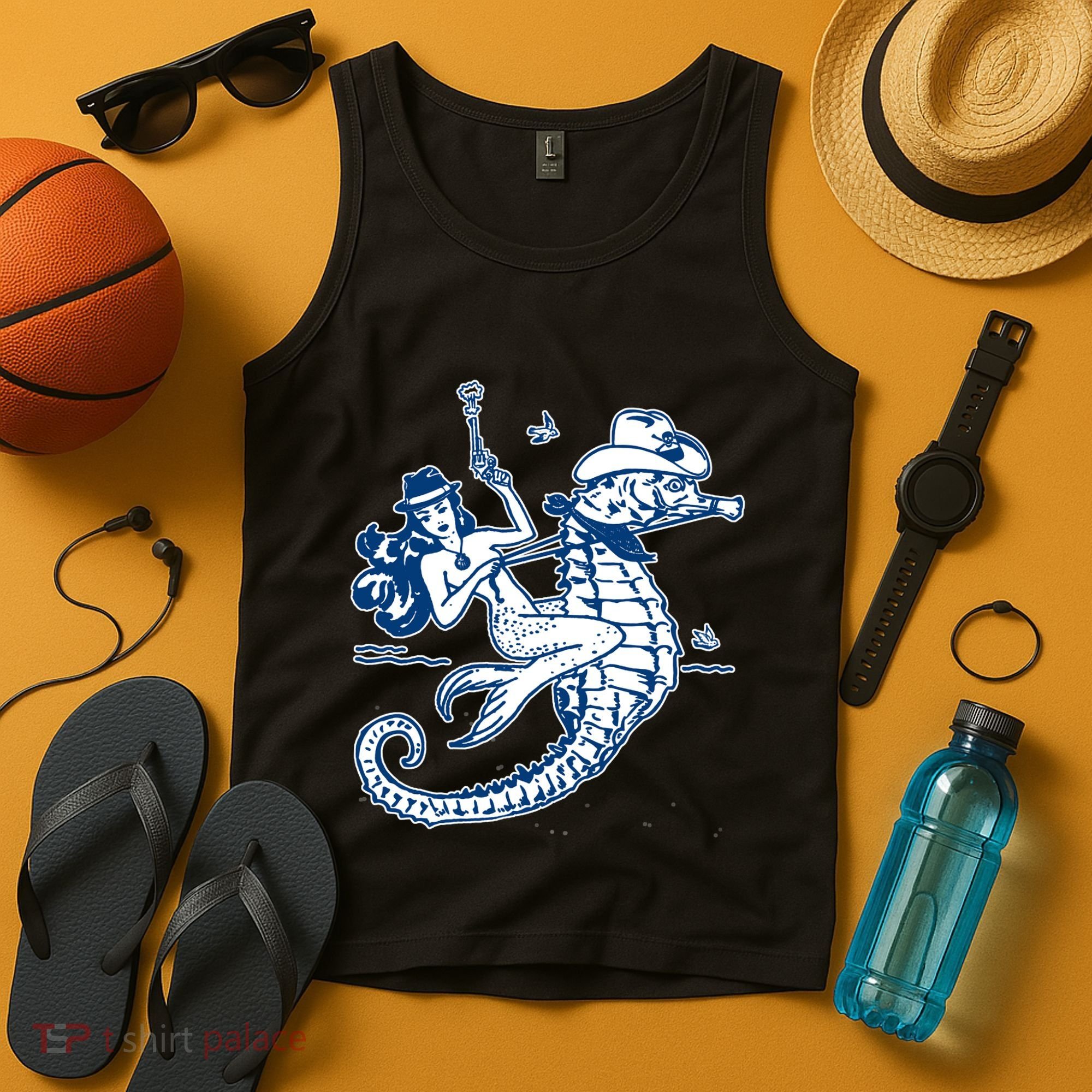 Mermaid Riding Seahorse Tank Top
