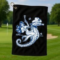 Mermaid Riding Seahorse Golf Towel thumb 1