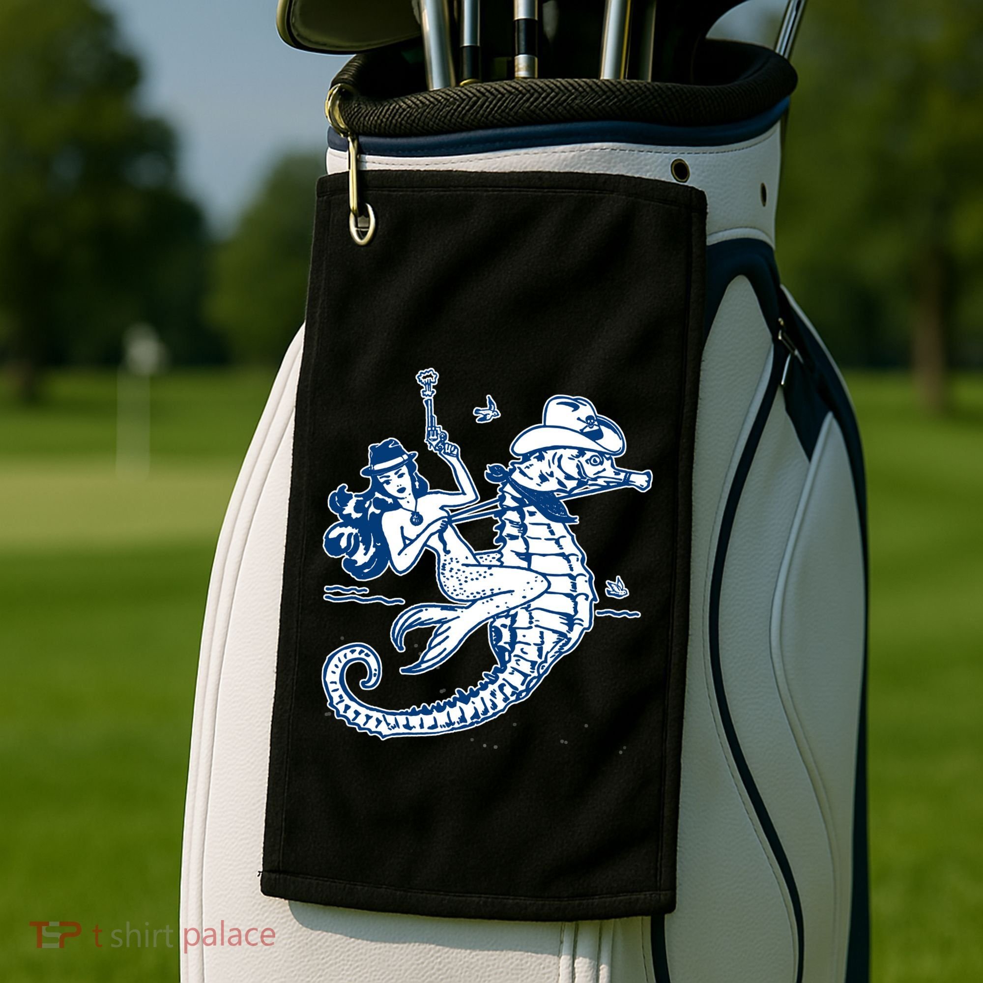 Mermaid Riding Seahorse Golf Towel