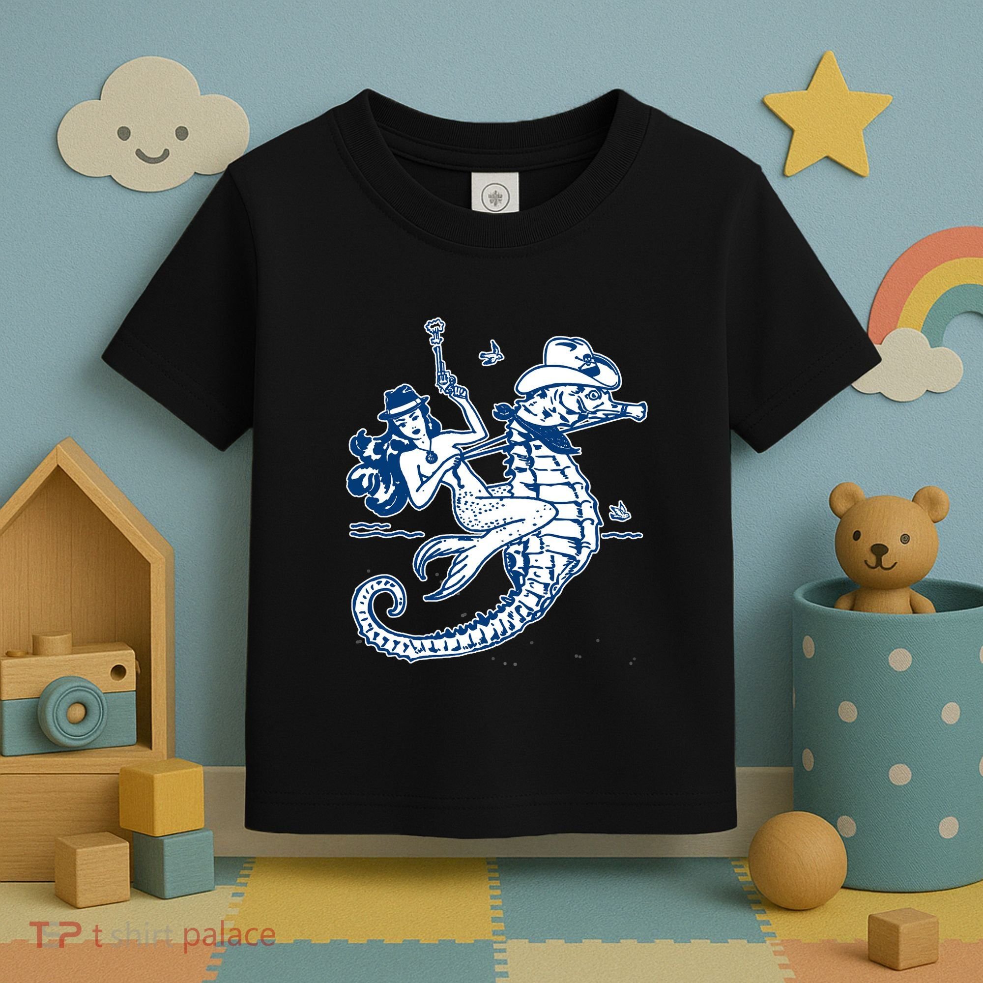 Mermaid Riding Seahorse Toddler T-Shirt