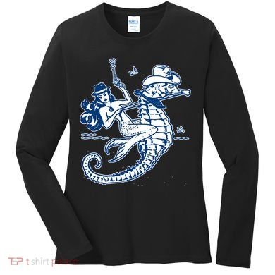 Mermaid Riding Seahorse Women's Long Sleeve Shirt