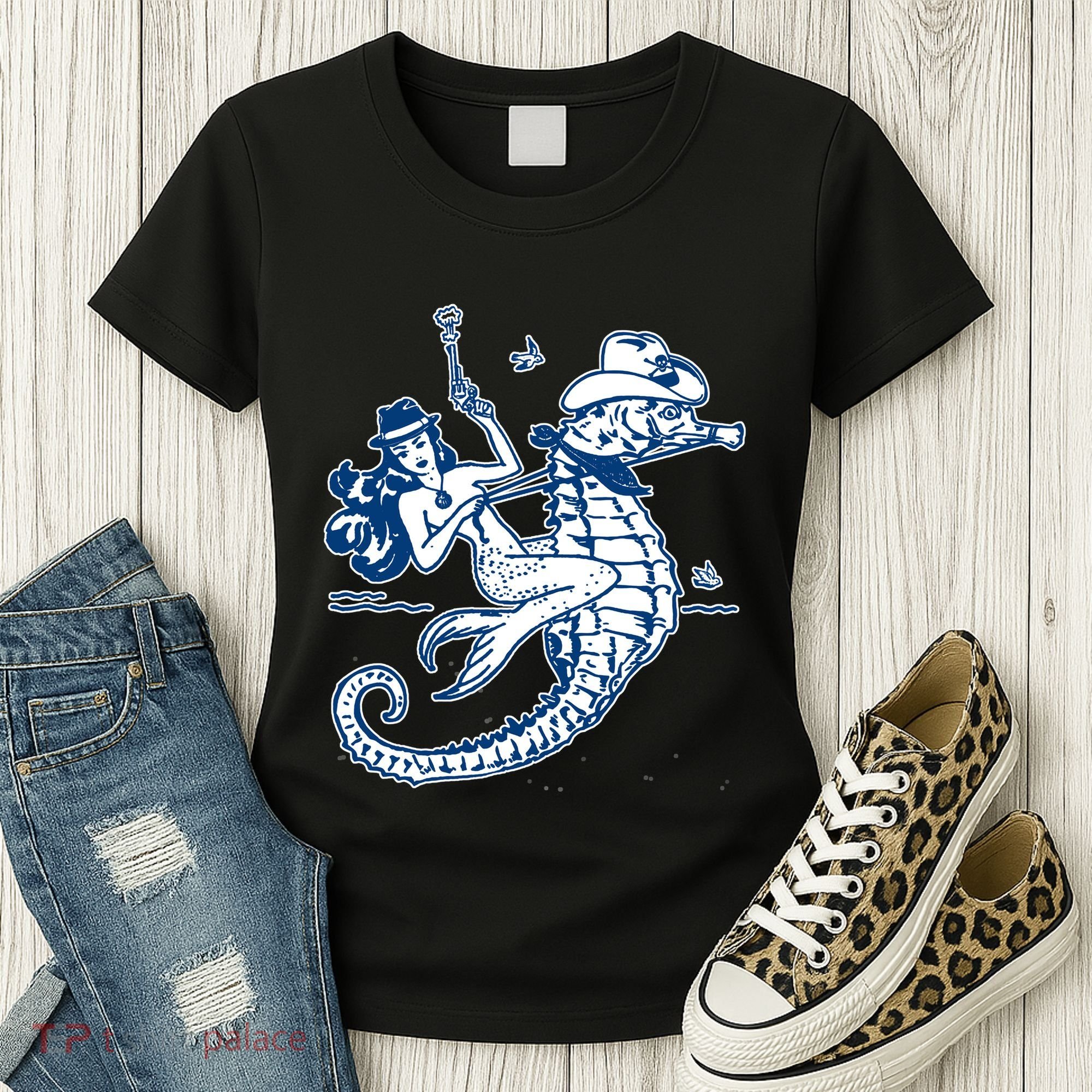 Mermaid Riding Seahorse Women's T-Shirt