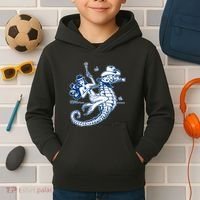 Mermaid Riding Seahorse Kids Hoodie thumb 2