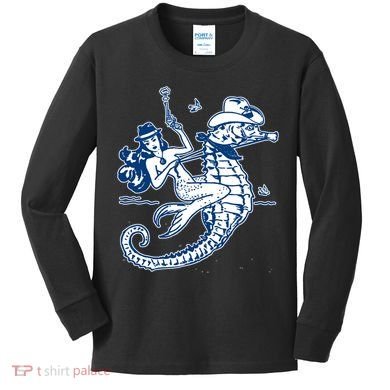 Mermaid Riding Seahorse Kids Long Sleeve Shirt