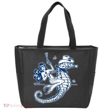 Mermaid Riding Seahorse Tote Bag