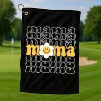 Mama Retro Sunflower Mothers Day Golf Towel thumb 1