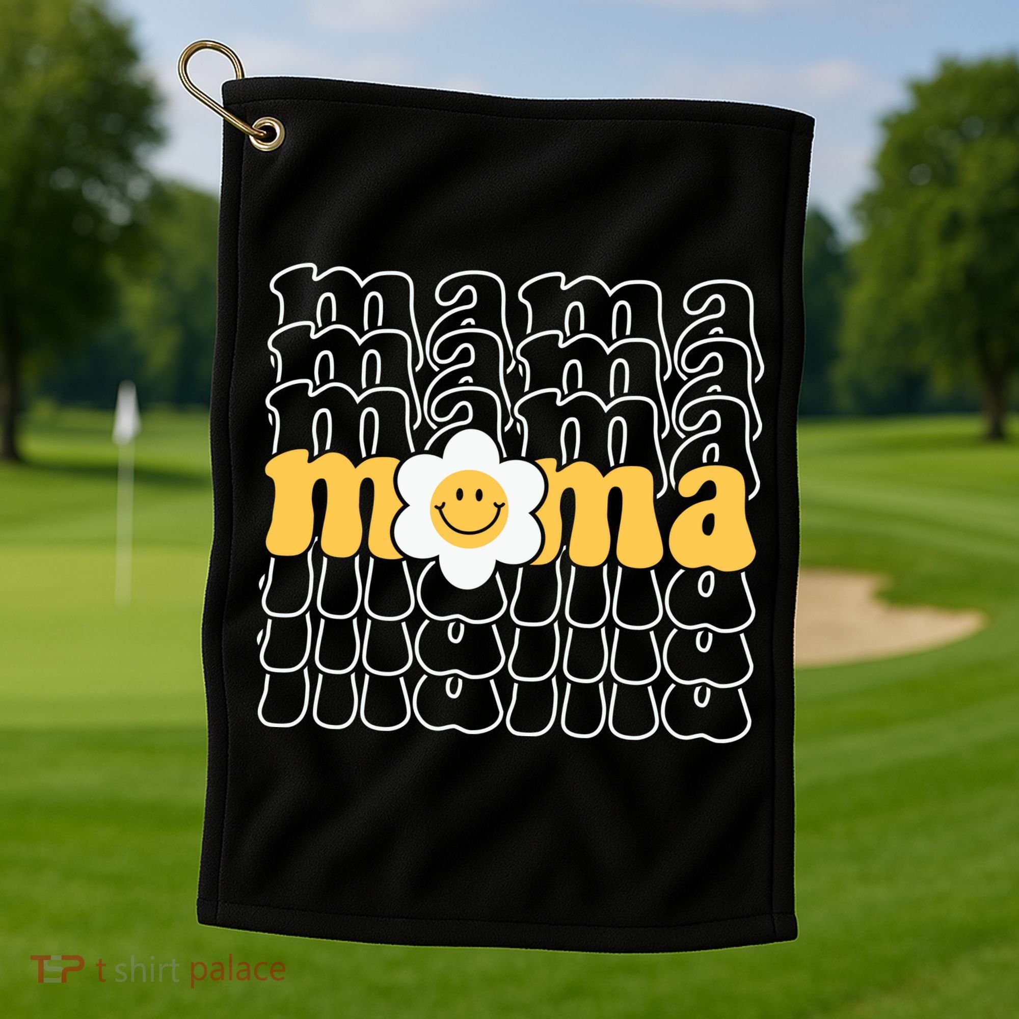 Mama Retro Sunflower Mothers Day Golf Towel