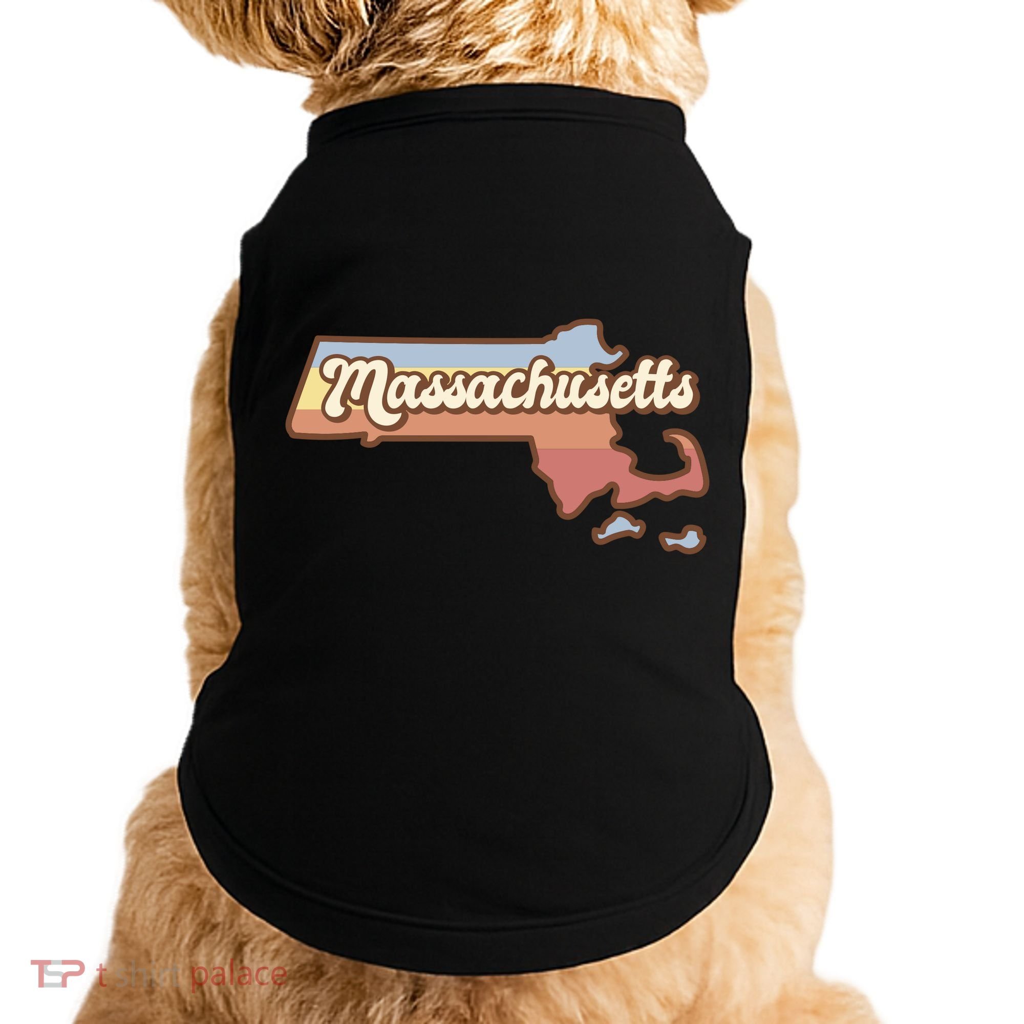 Massachusetts Retro Sunset Logo Doggie Tank