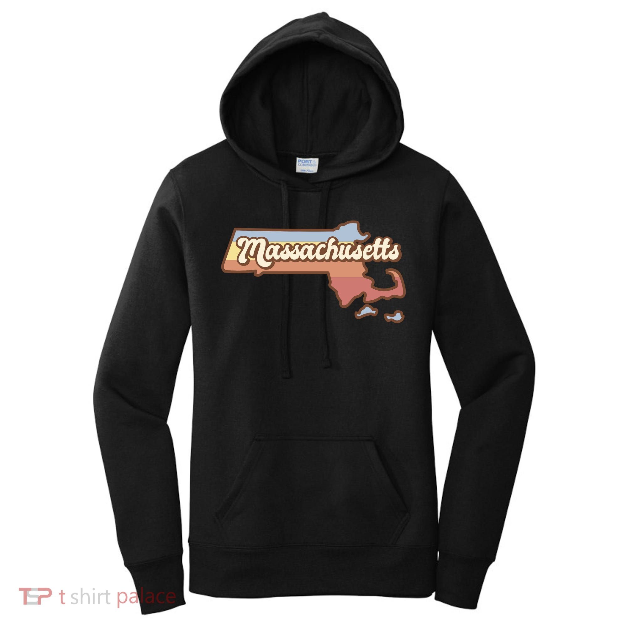 Massachusetts Retro Sunset Logo Women's Hoodie