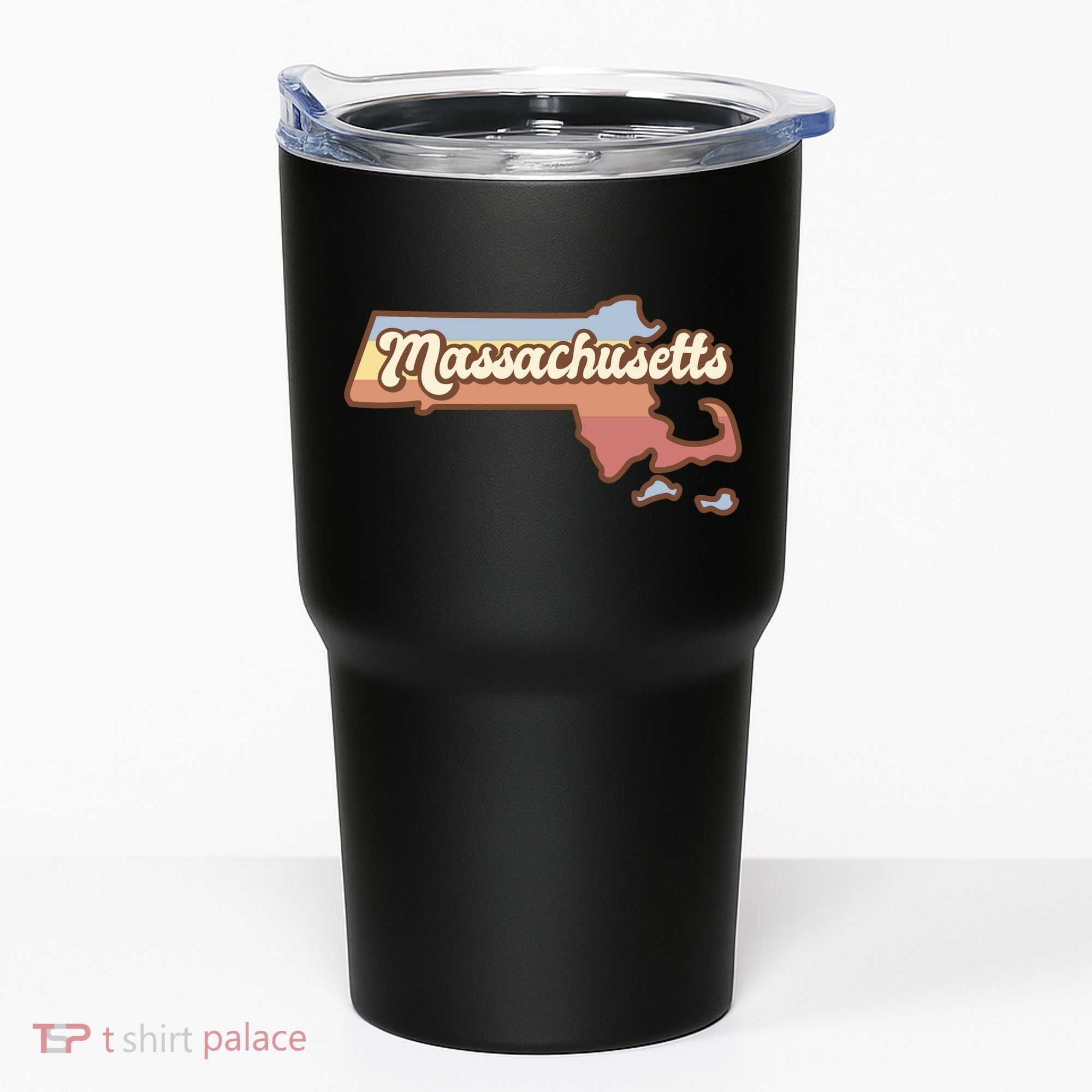 Massachusetts Retro Sunset Logo Tumbler