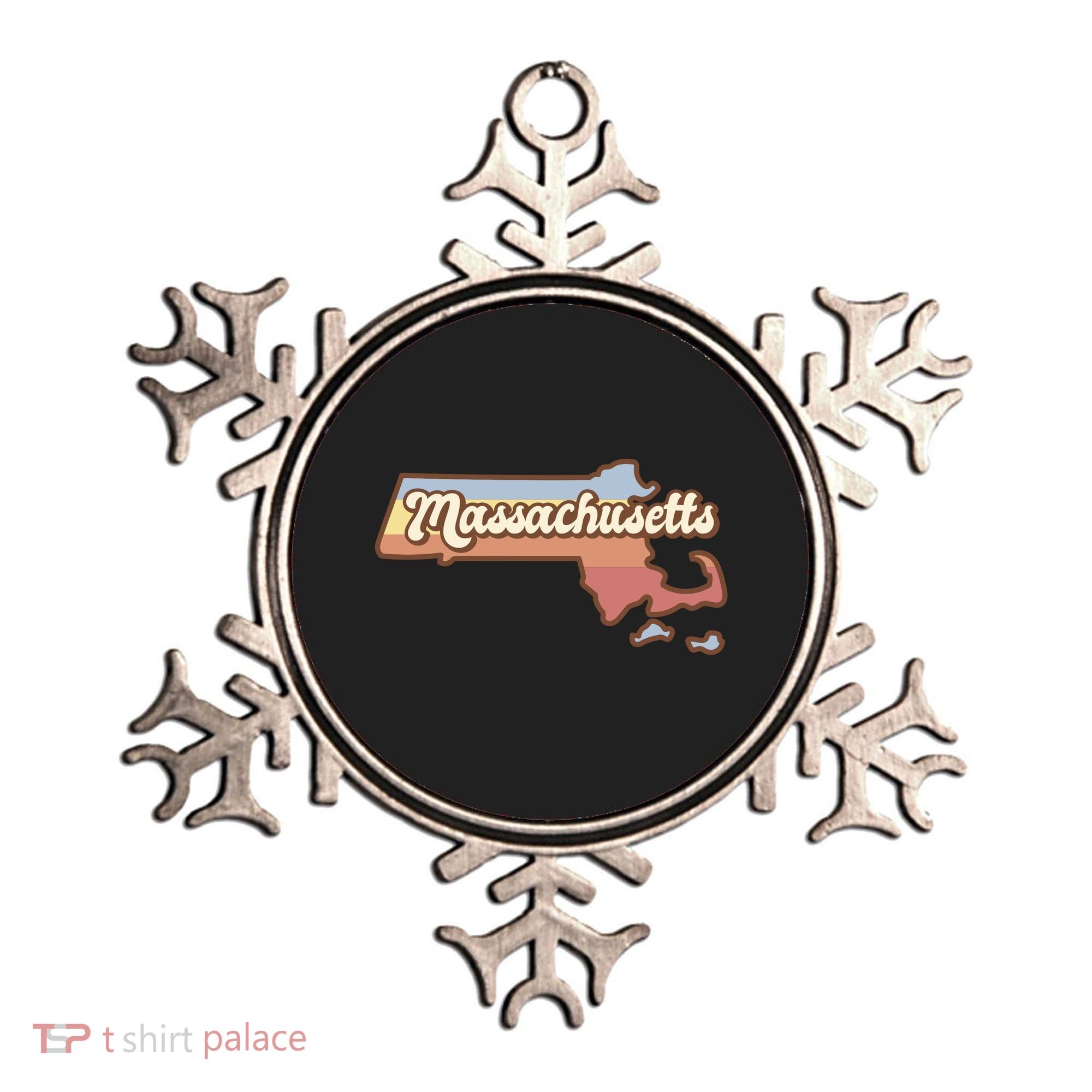 Massachusetts Retro Sunset Logo Ornament
