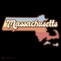 Massachusetts Retro Sunset Logo Ornament thumb 1