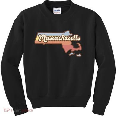 Massachusetts Retro Sunset Logo Kids Sweatshirt
