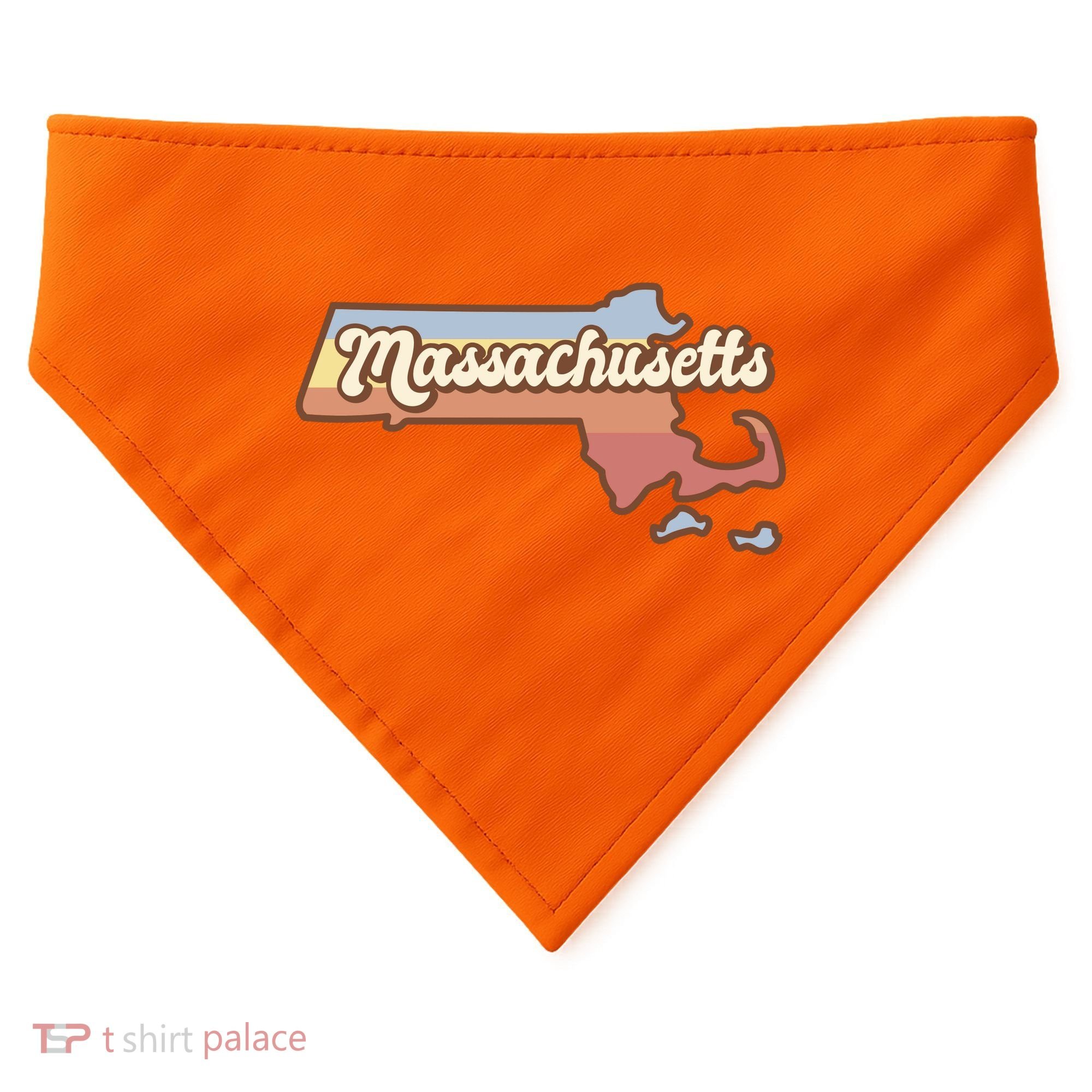 Massachusetts Retro Sunset Logo USA-Made Doggie Bandana