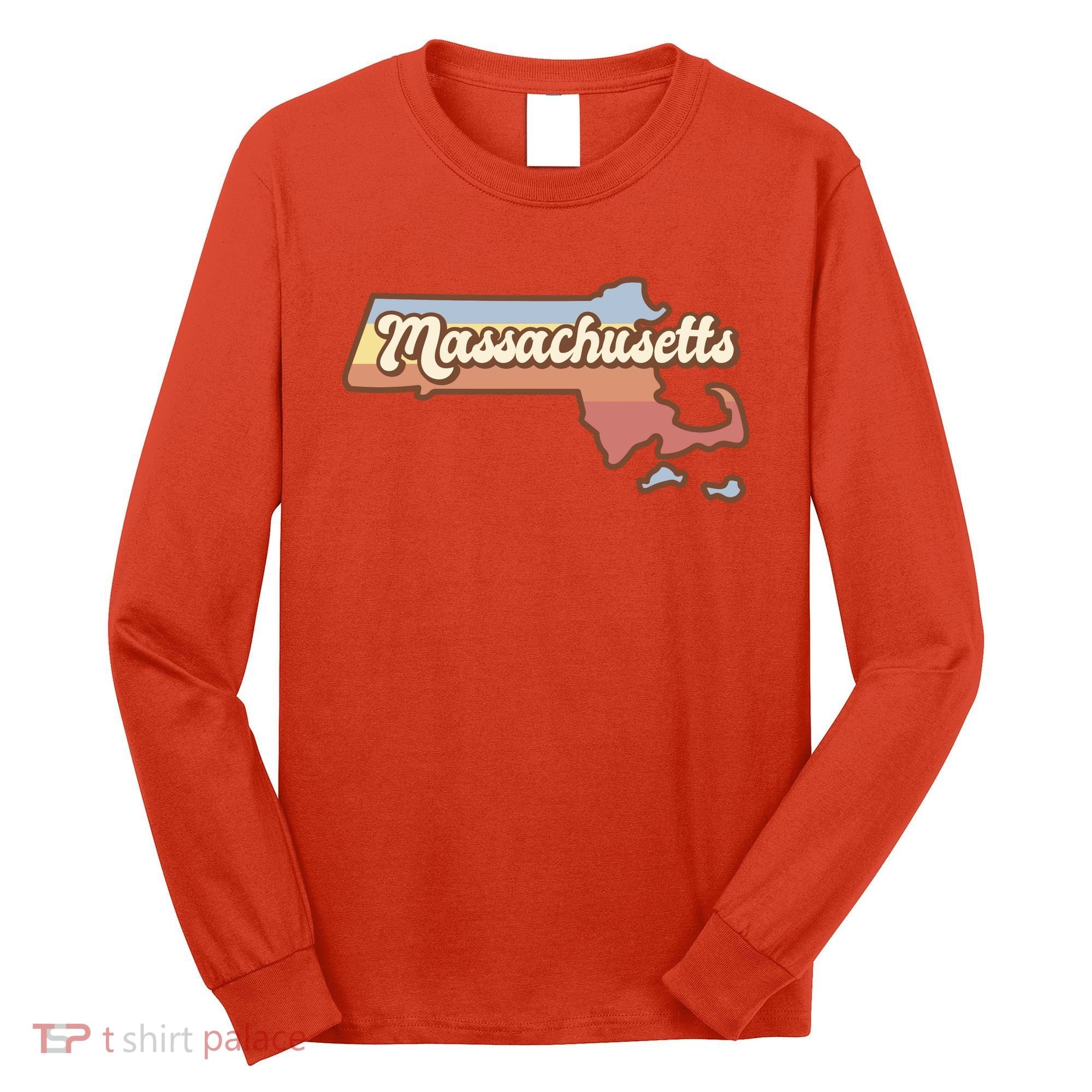 Massachusetts Retro Sunset Logo Long Sleeve Shirt