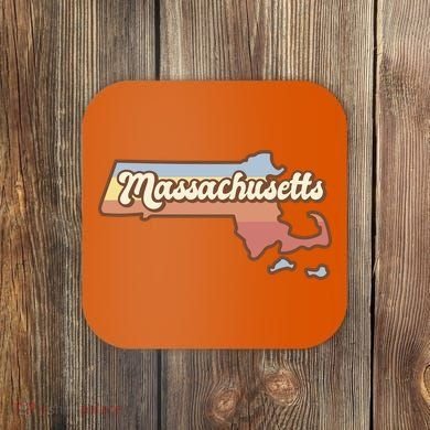Massachusetts Retro Sunset Logo Coaster