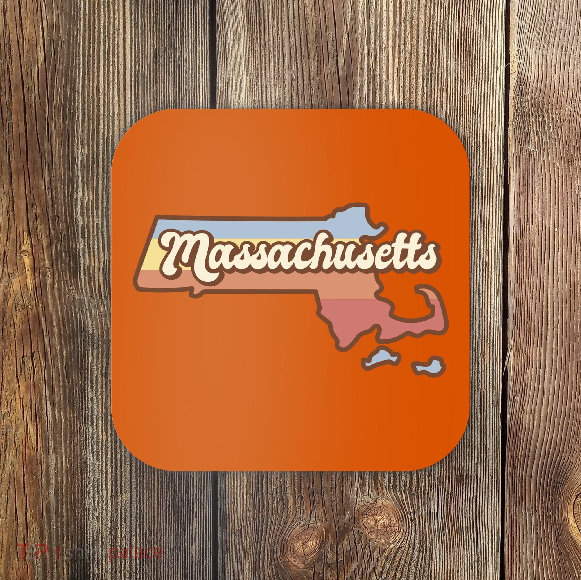 Massachusetts Retro Sunset Logo Coaster