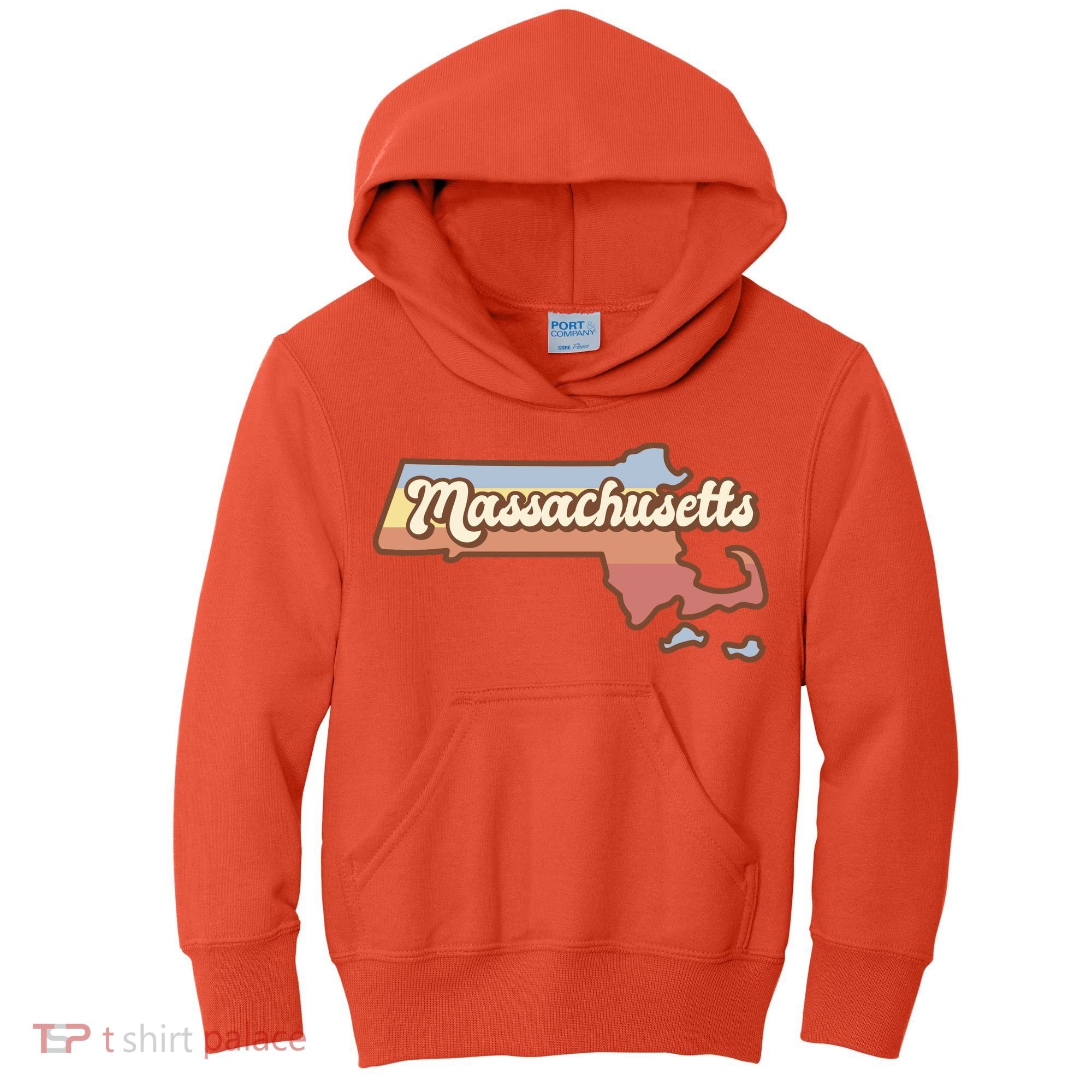 Massachusetts Retro Sunset Logo Kids Hoodie