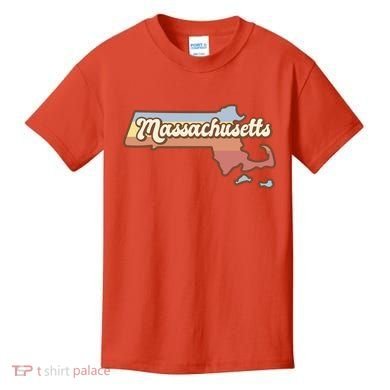 Massachusetts Retro Sunset Logo Kids T-Shirt