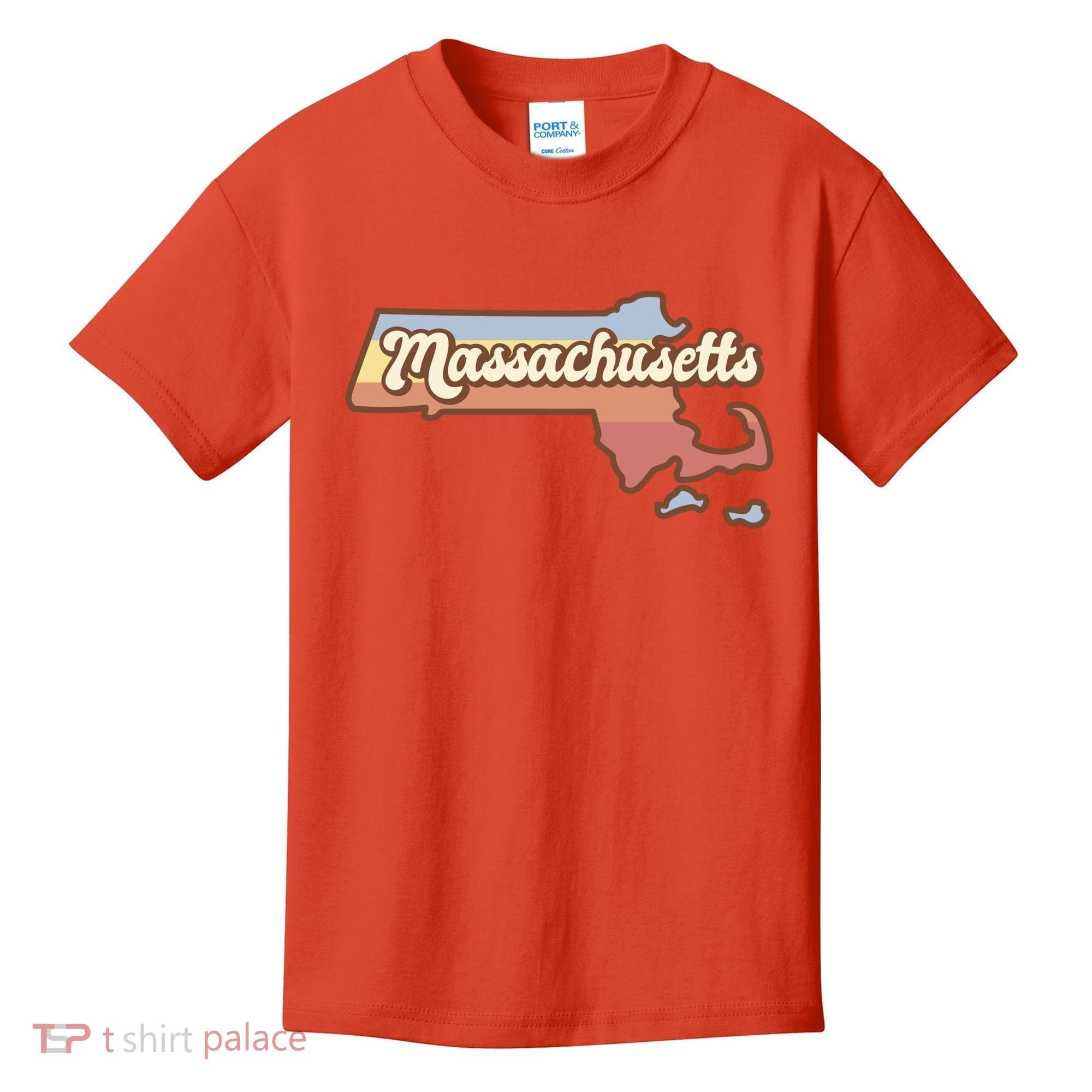 Massachusetts Retro Sunset Logo Kids T-Shirt