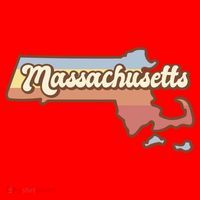 Massachusetts Retro Sunset Logo Santa Hat thumb 1