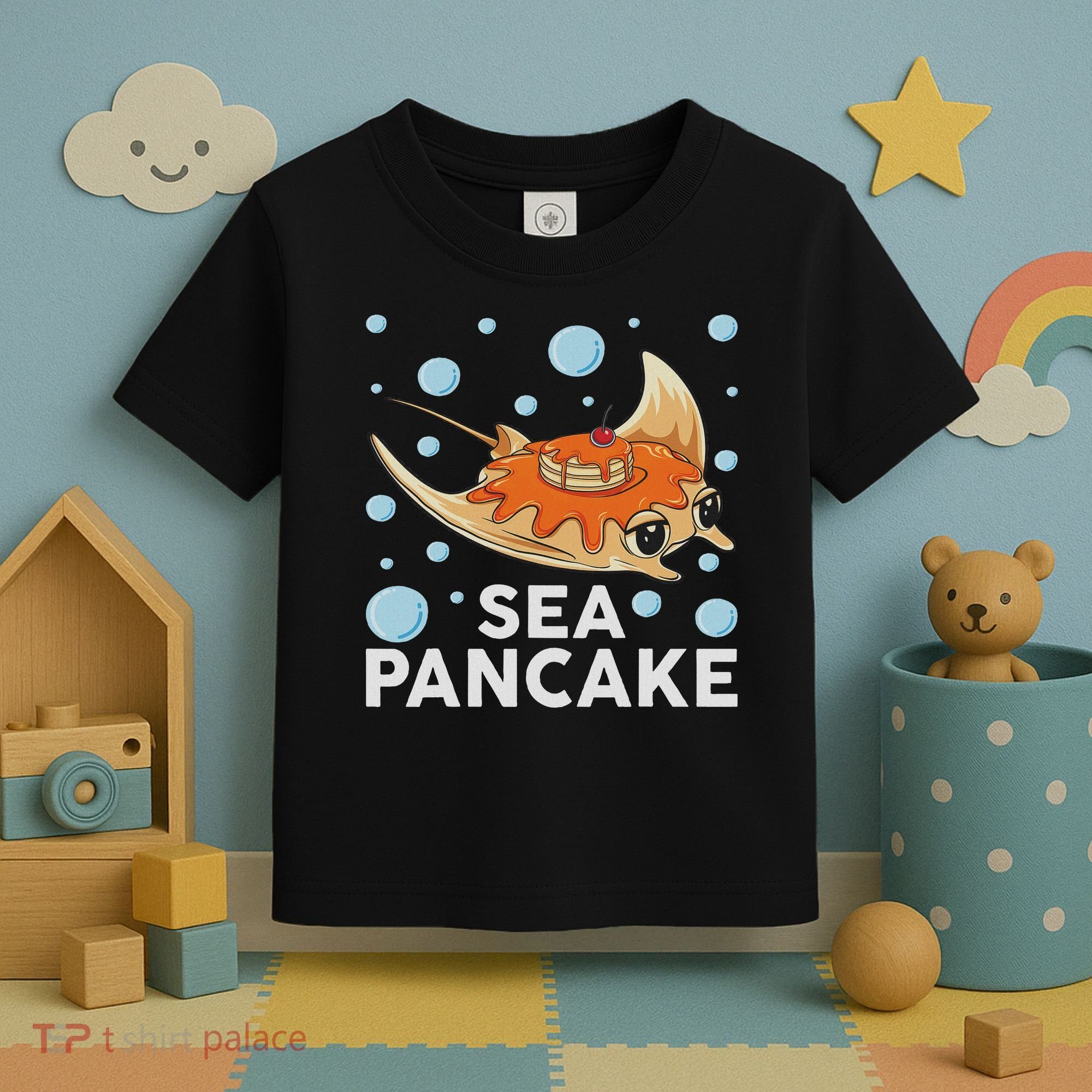 Manta Ray Stingray Fish Pancake Cake Ocean Biologist Toddler T-Shirt