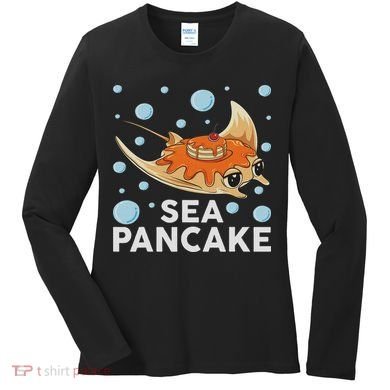 Manta Ray Stingray Fish Pancake Cake Ocean Biologist Women's Long Sleeve Shirt