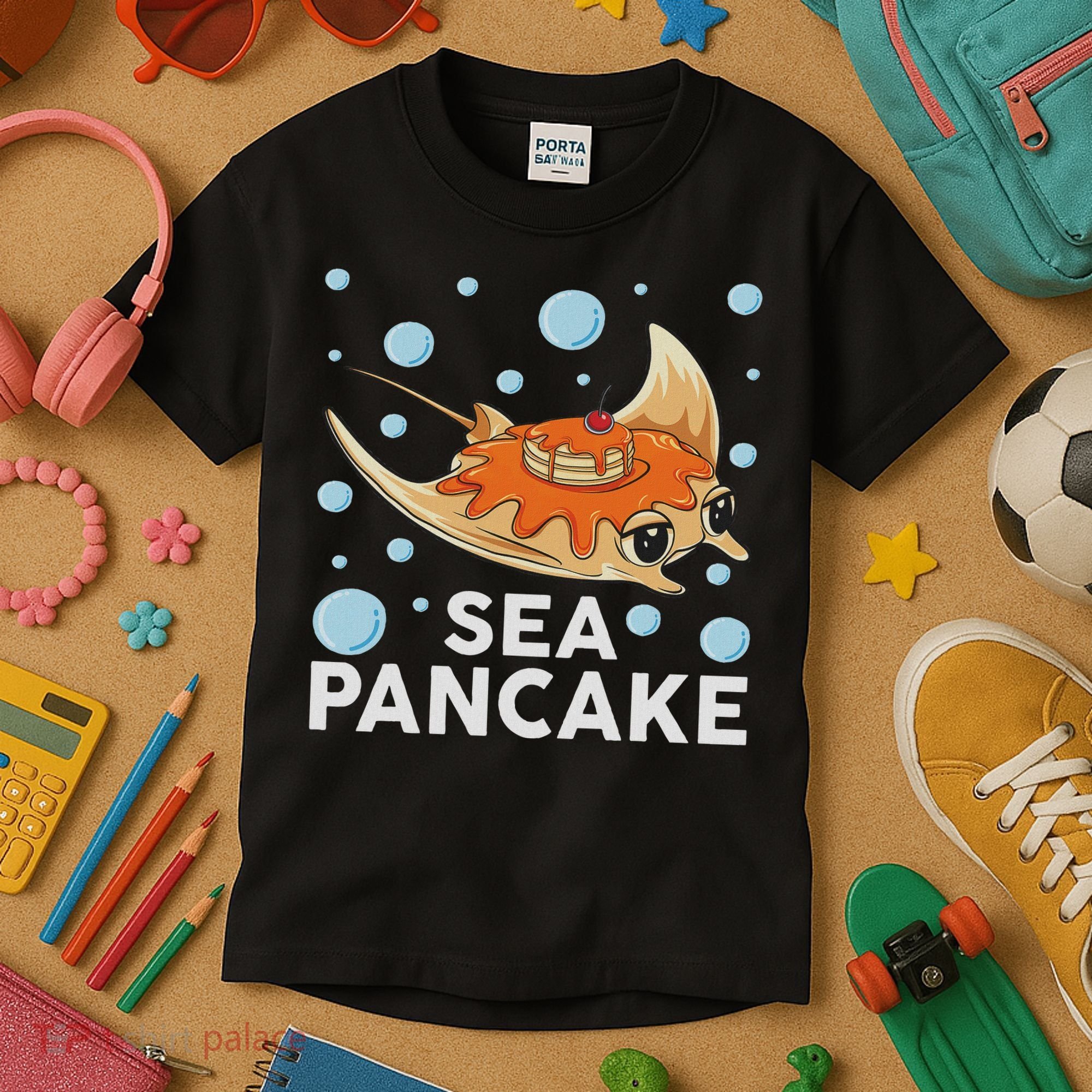 Manta Ray Stingray Fish Pancake Cake Ocean Biologist Kids T-Shirt