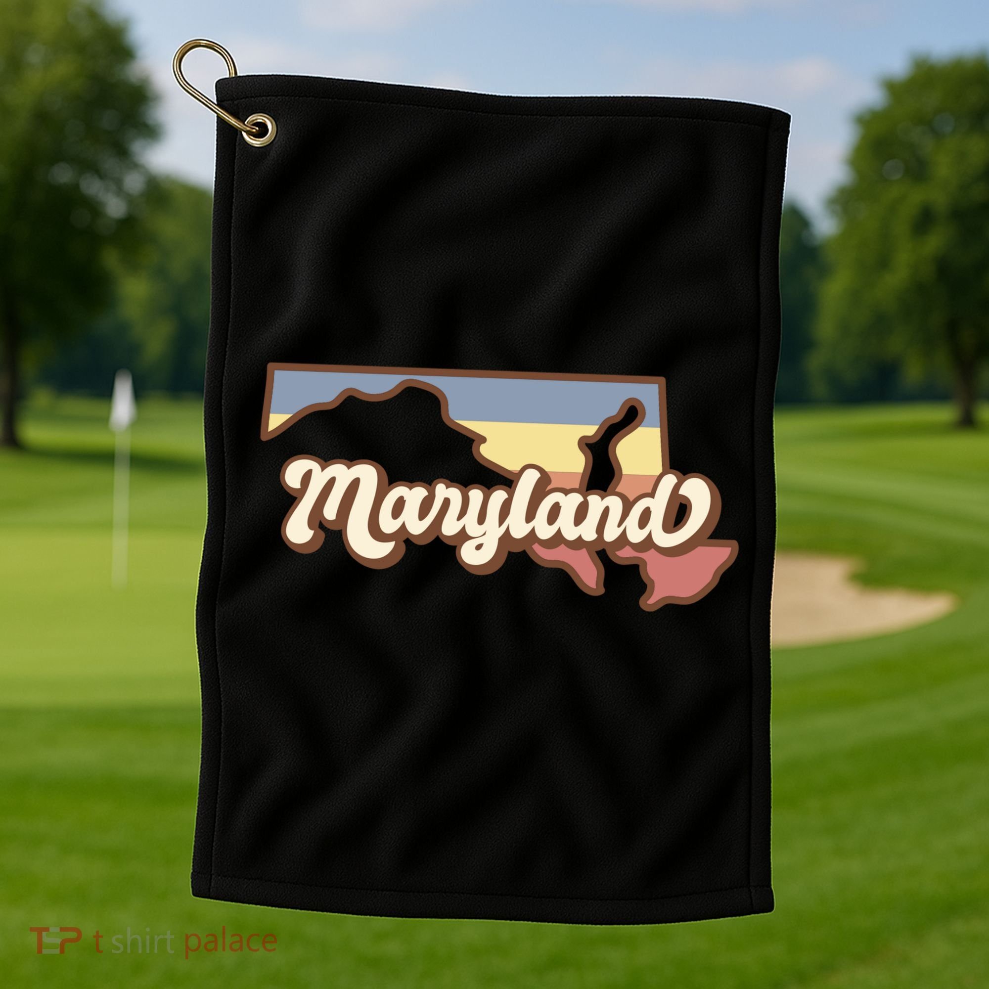 Maryland Retro Sunset Logo Golf Towel
