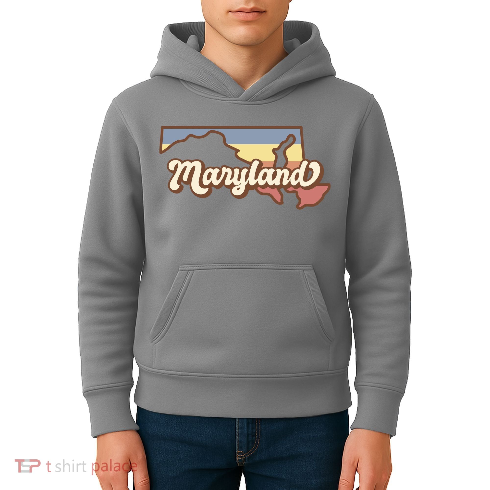 Maryland Retro Sunset Logo Kids Hoodie