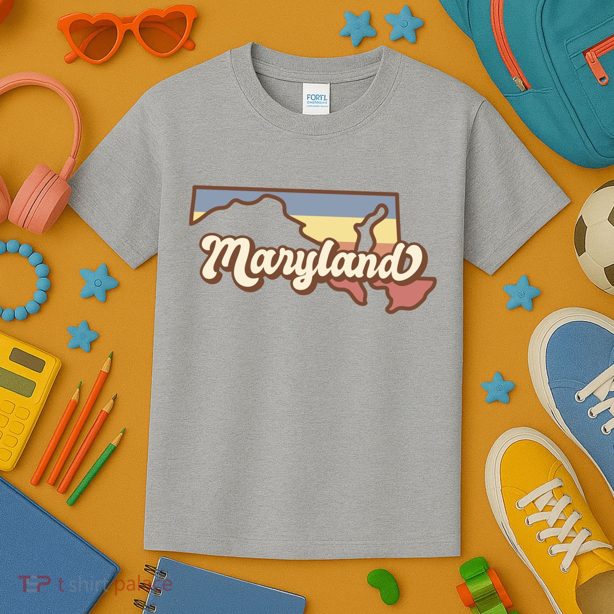 Maryland Retro Sunset Logo Kids T-Shirt