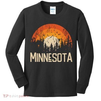 Minnesota Retro Style Vintage 70s 80s Kids Long Sleeve Shirt