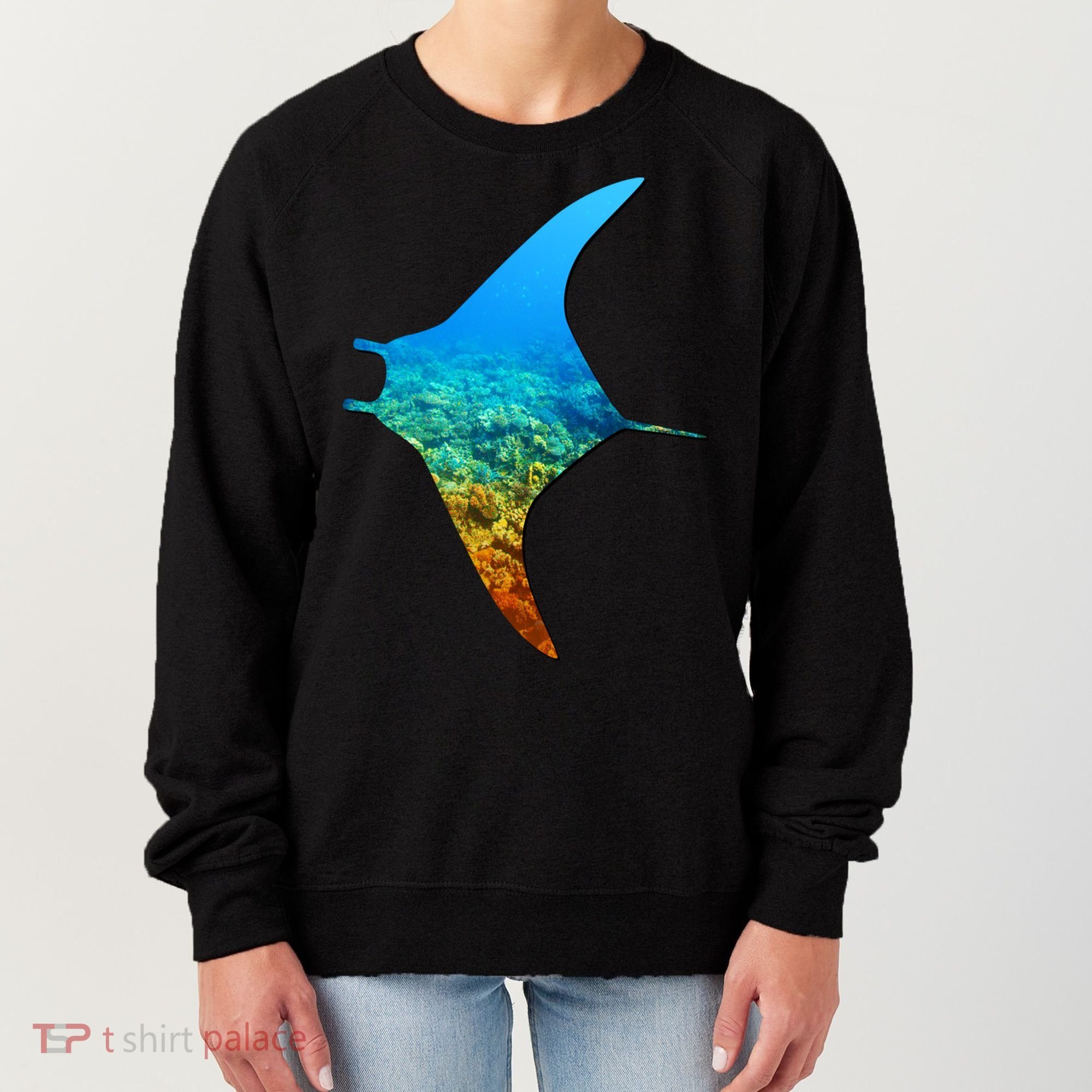 Manta Ray Silhouette Earth Day And Ocean Week Gift Women's Sweatshirt
