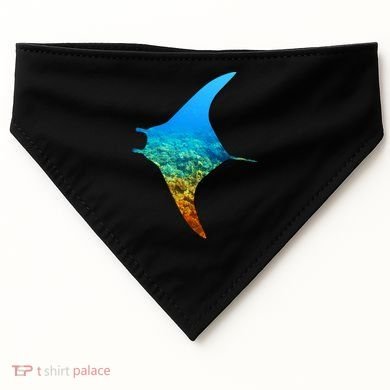 Manta Ray Silhouette Earth Day And Ocean Week Gift USA-Made Doggie Bandana