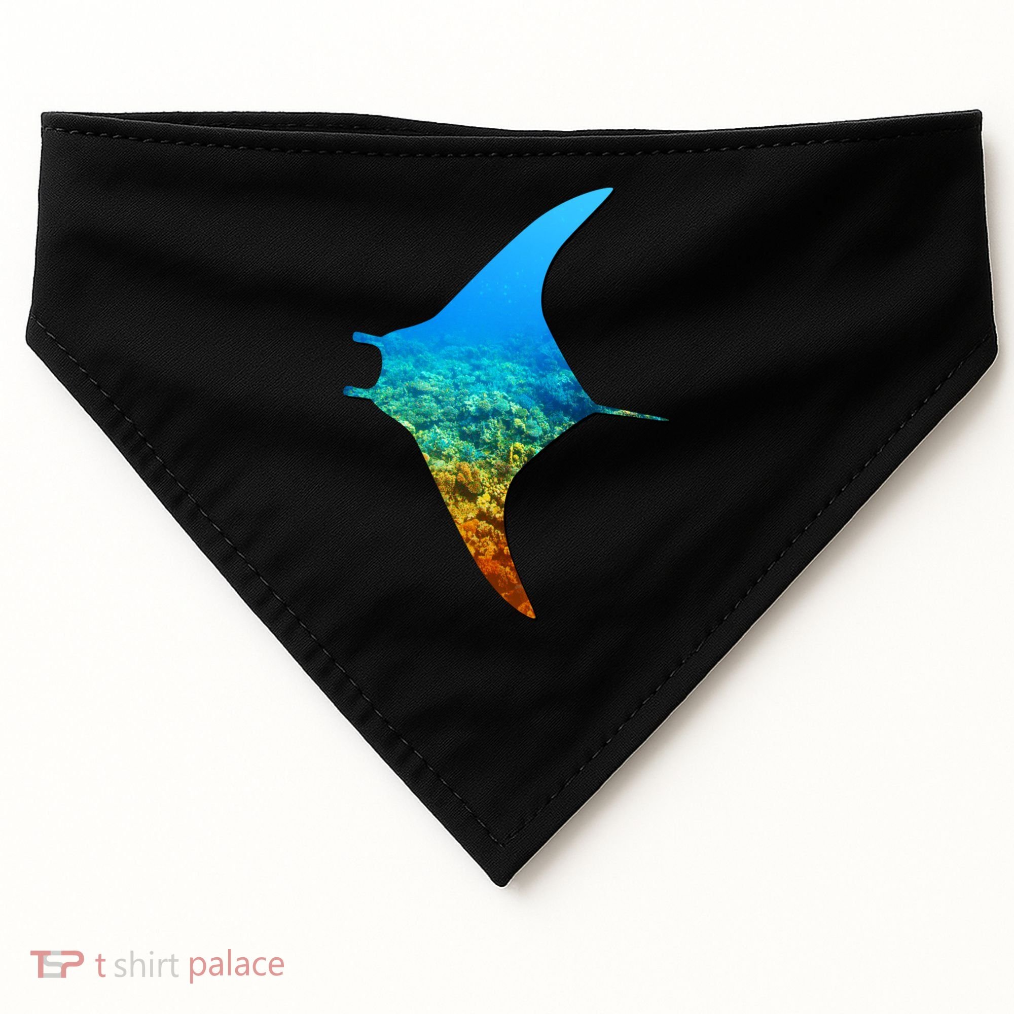 Manta Ray Silhouette Earth Day And Ocean Week Gift USA-Made Doggie Bandana