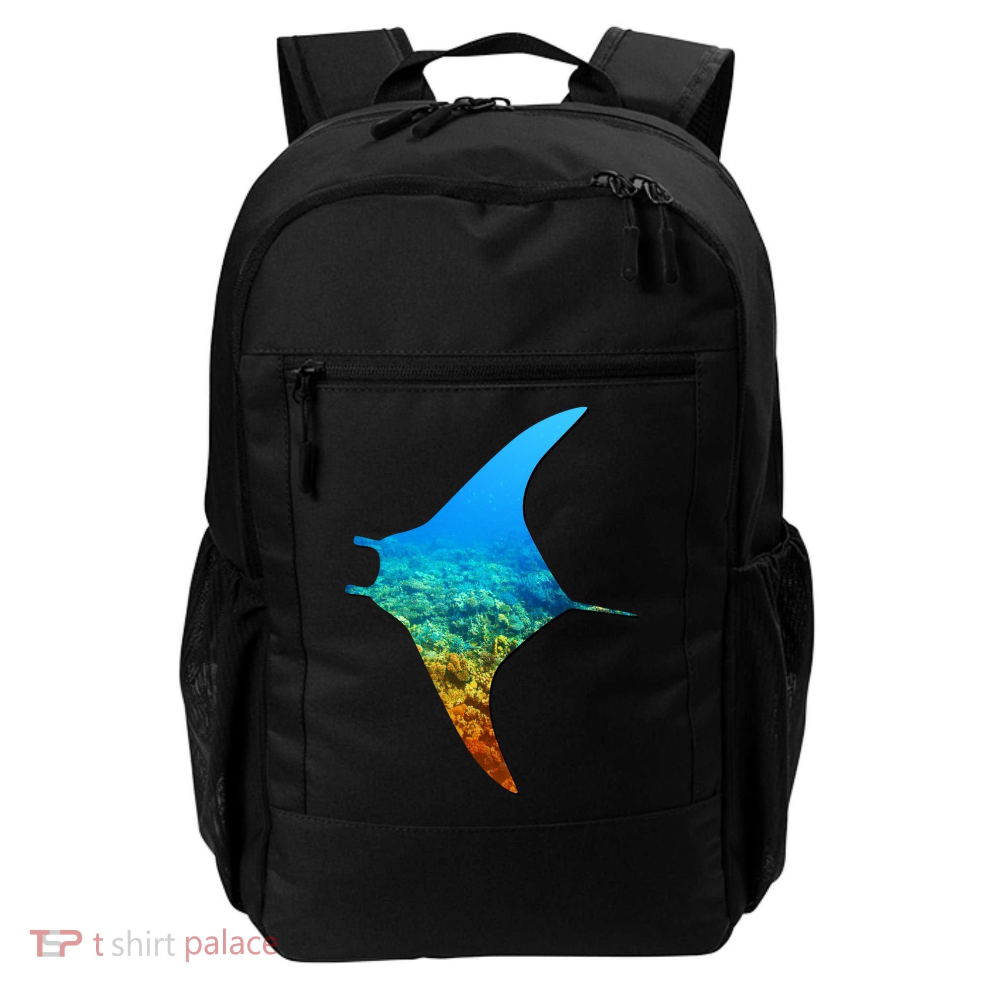Manta Ray Silhouette Earth Day And Ocean Week Gift Backpack