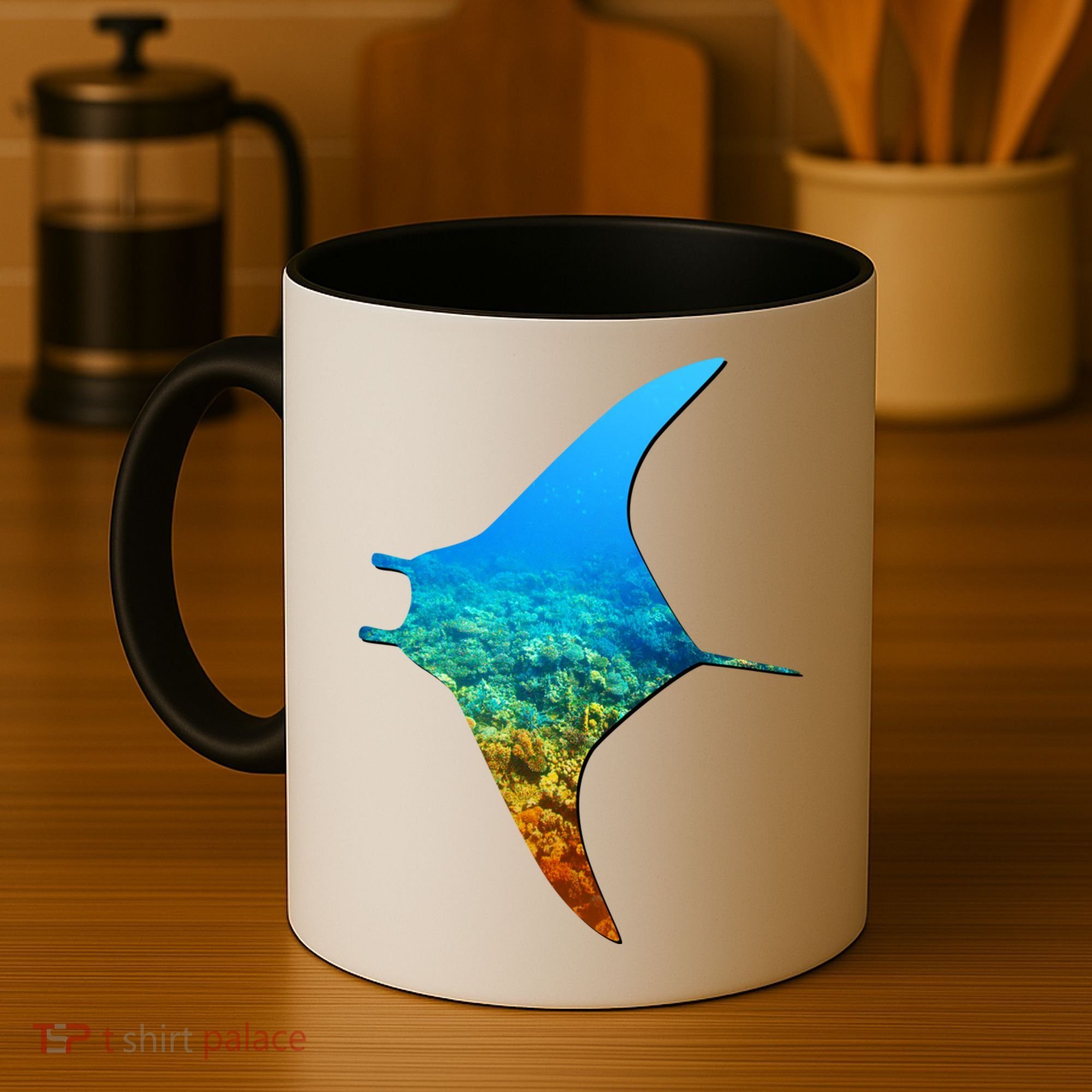 Manta Ray Silhouette Earth Day And Ocean Week Gift Coffee Mug