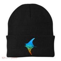 Manta Ray Silhouette Earth Day And Ocean Week Gift Beanie thumb 0