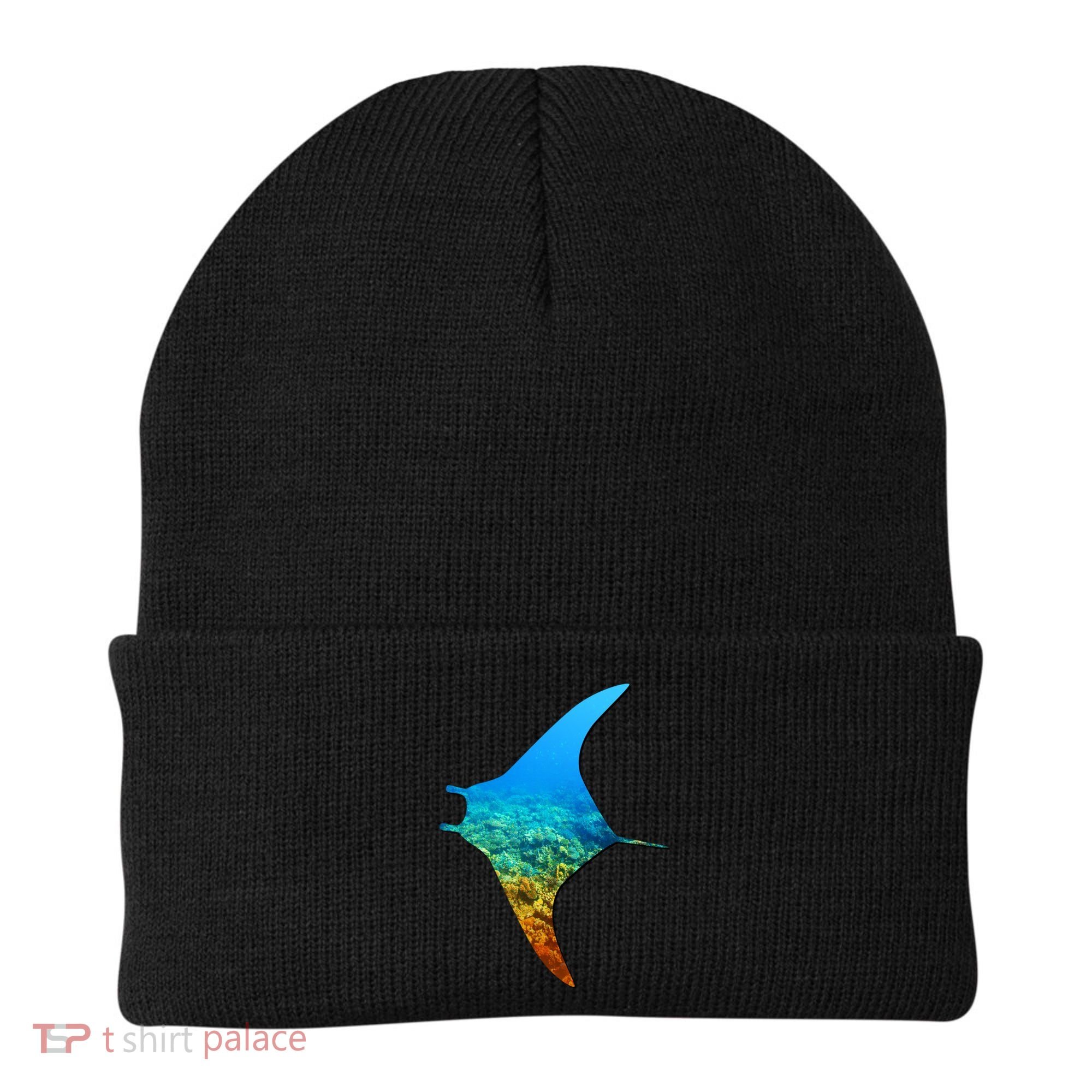 Manta Ray Silhouette Earth Day And Ocean Week Gift Beanie