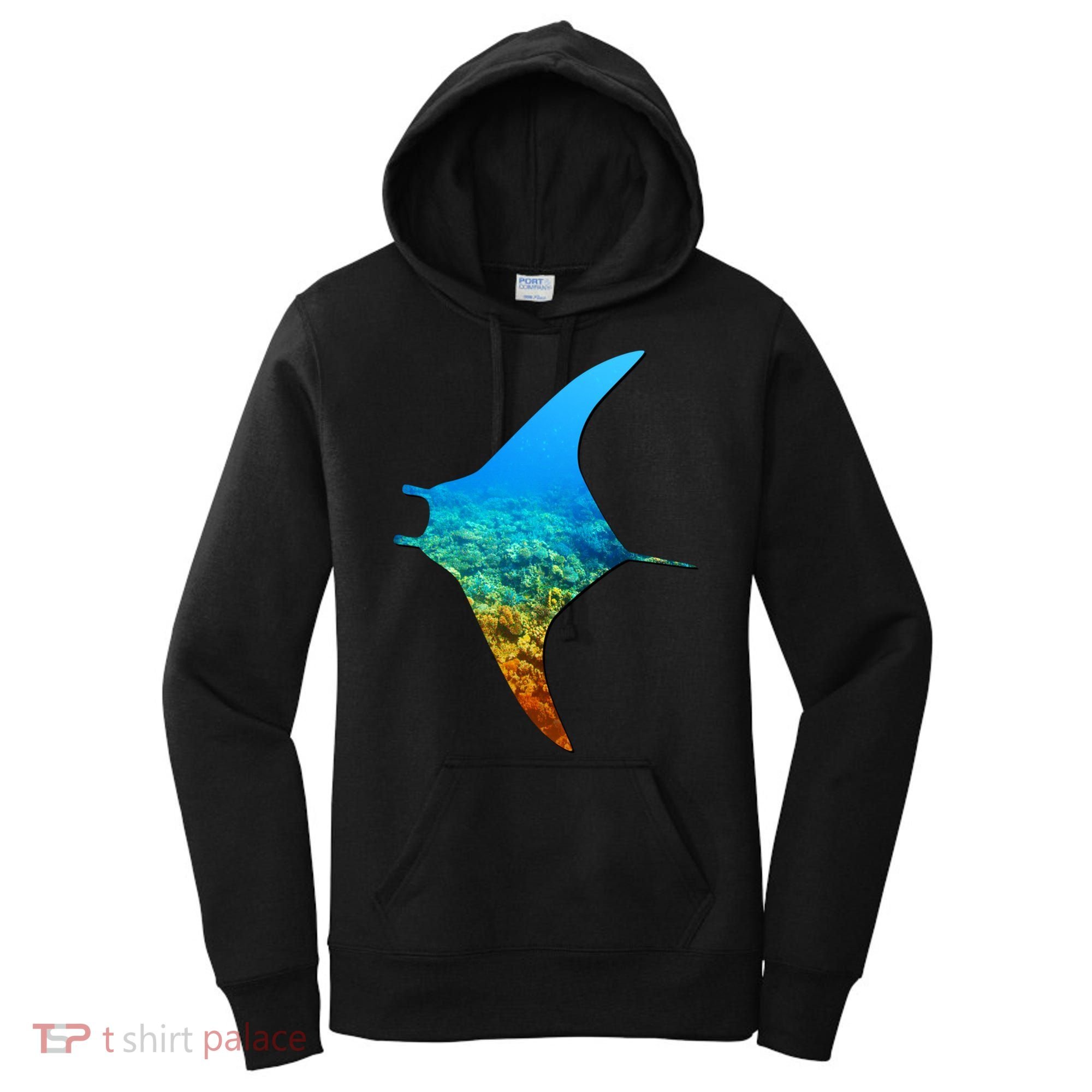 Manta Ray Silhouette Earth Day And Ocean Week Gift Women's Hoodie