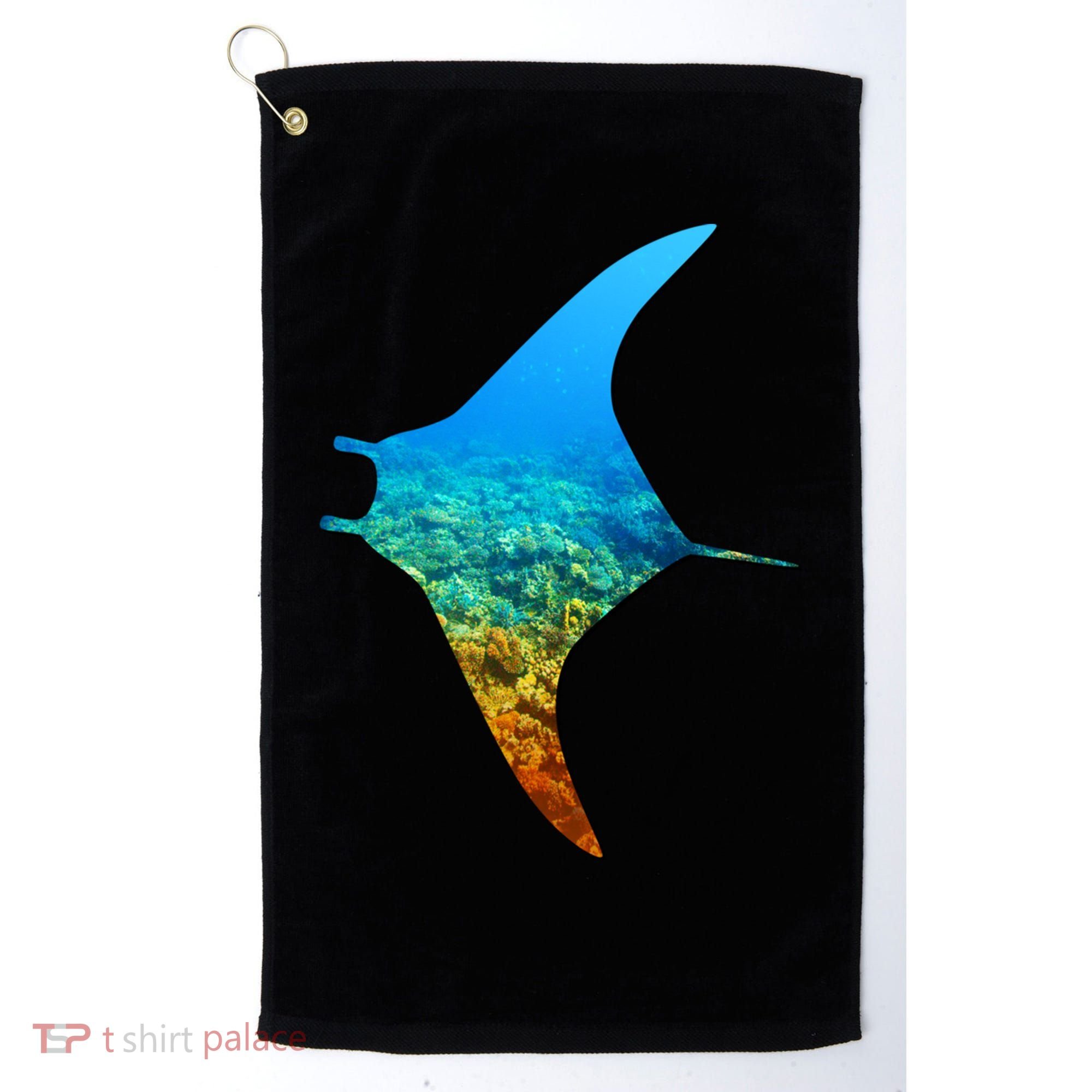 Manta Ray Silhouette Earth Day And Ocean Week Gift Golf Towel