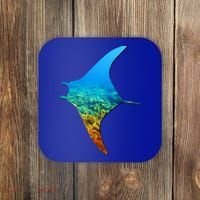 Manta Ray Silhouette Earth Day And Ocean Week Gift Coaster thumb 0