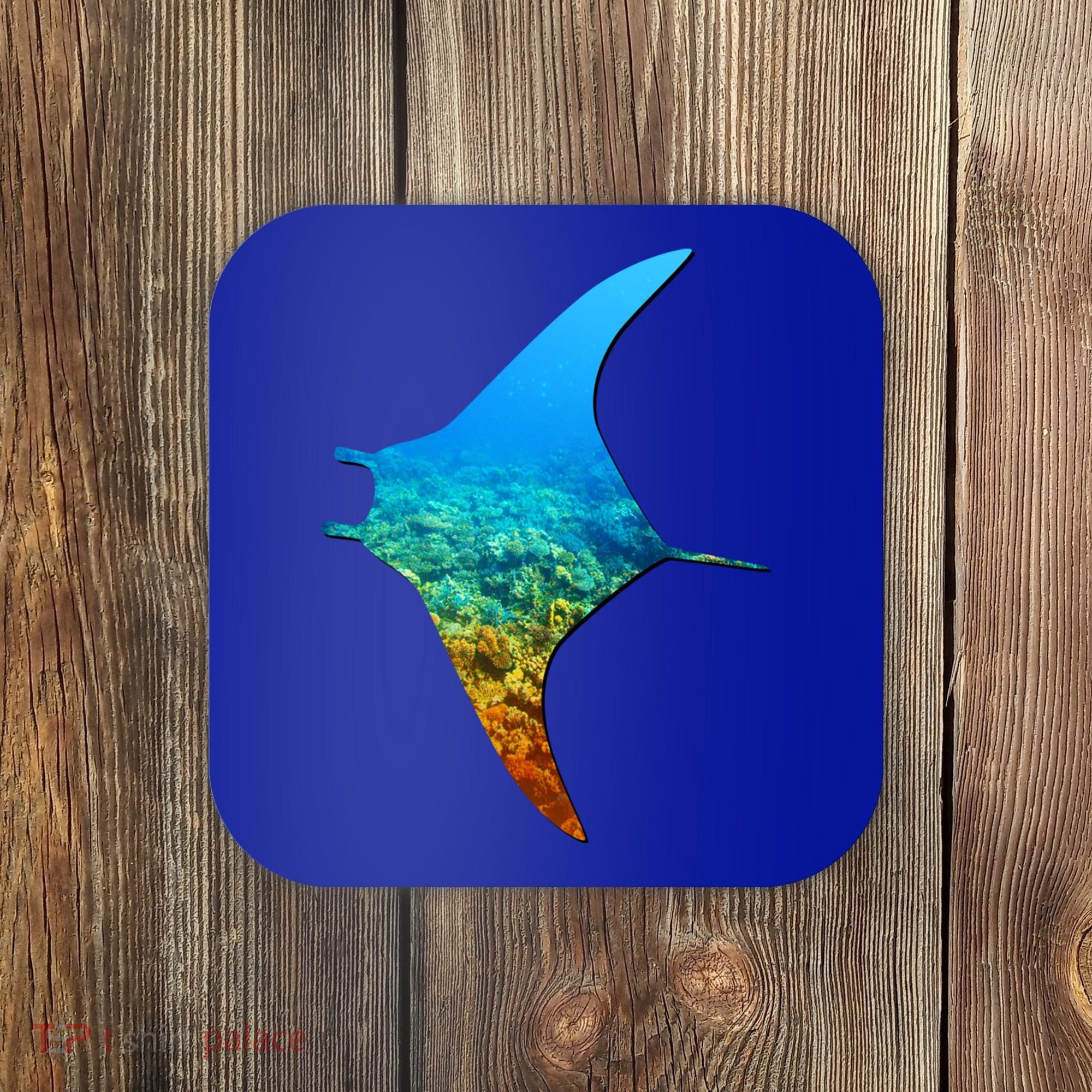 Manta Ray Silhouette Earth Day And Ocean Week Gift Coaster