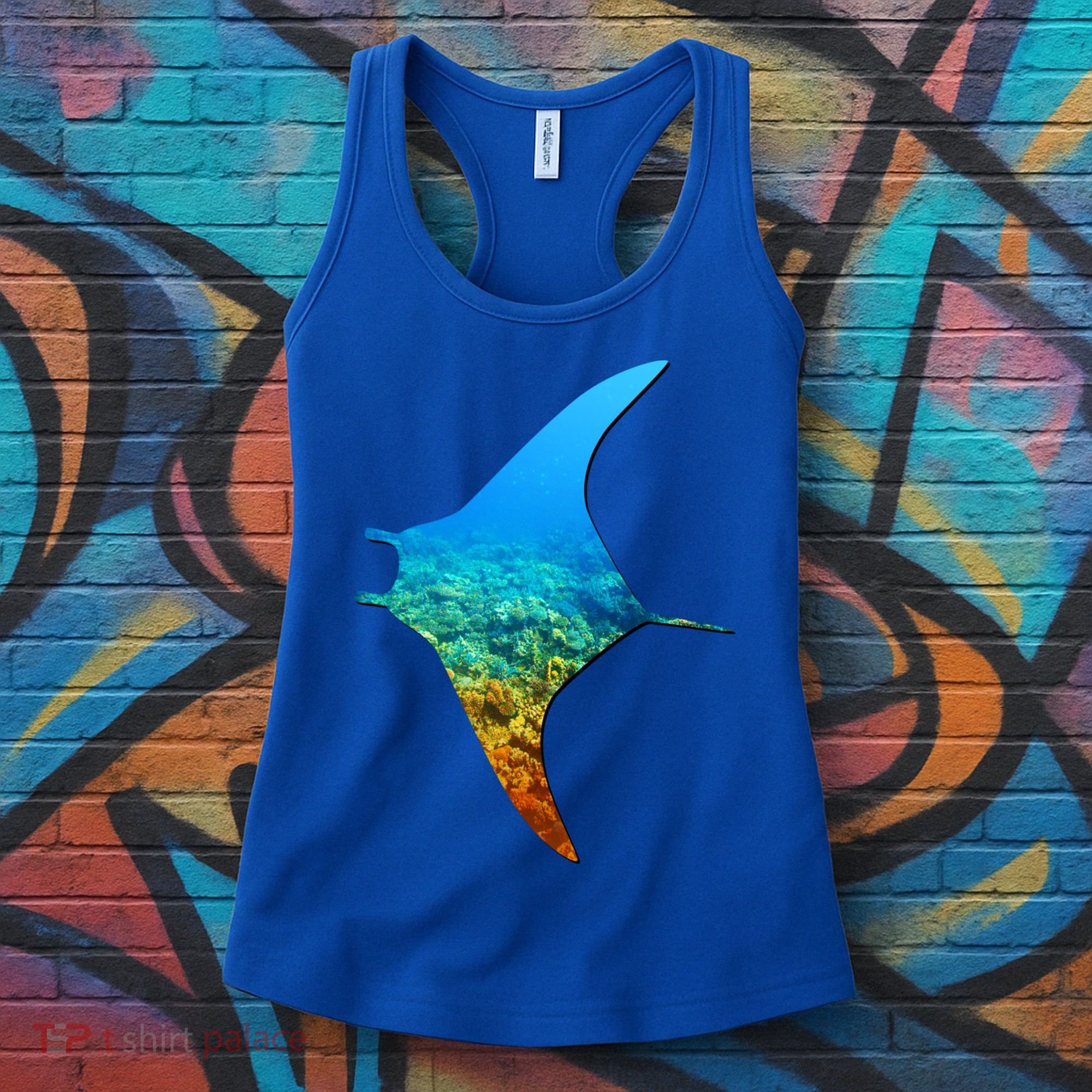 Manta Ray Silhouette Earth Day And Ocean Week Gift Women's Tank Top